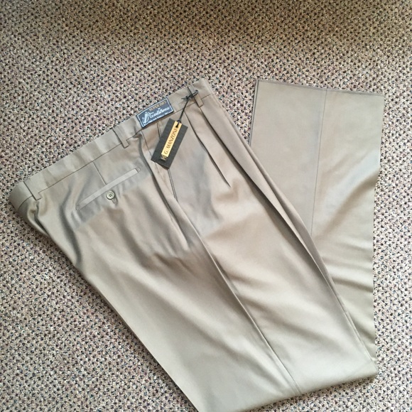 Gianni manzoni taupe men’s dress pants 42w pleated super 150s wool Italy 33 new